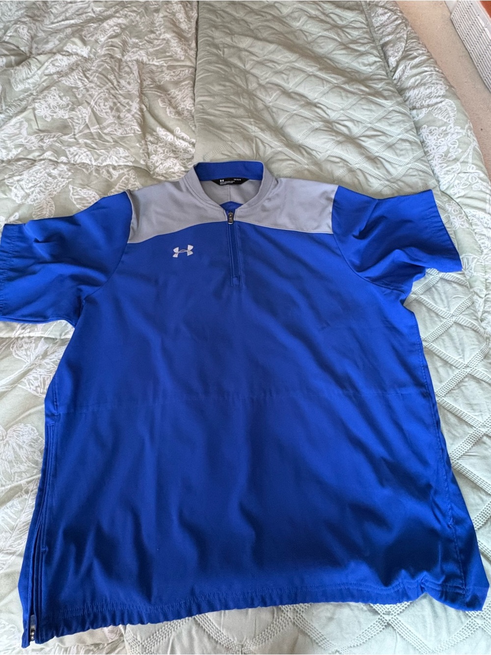 Under Armour Royal Blue and Gray Short-Sleeve Quarter-Zip Performance Shirt